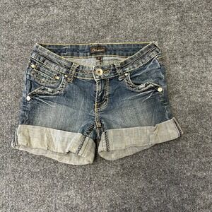 Bu from Malibu Denim Shorts Womens Size 3 Blue Cuffed Low Rise Contrast Stitch